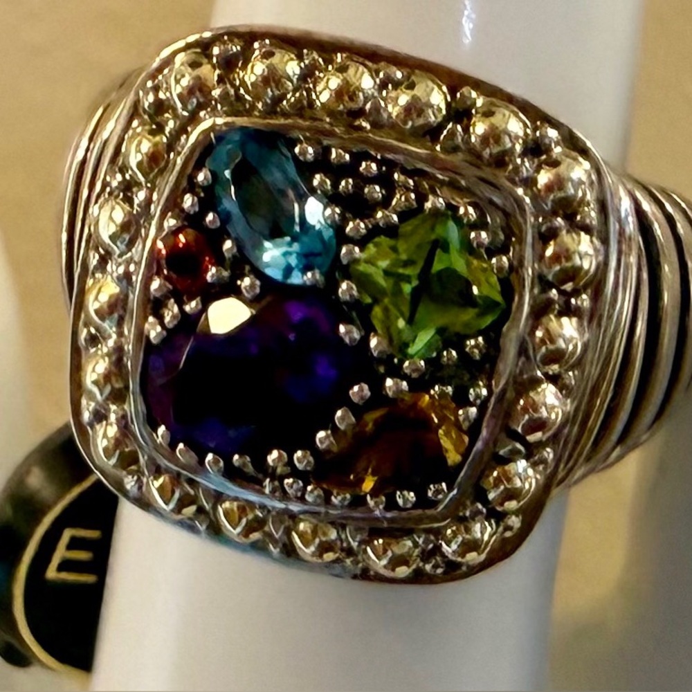 NWT Effy Multi-gemstone 18k gold w/ Sterling silver, Size 7